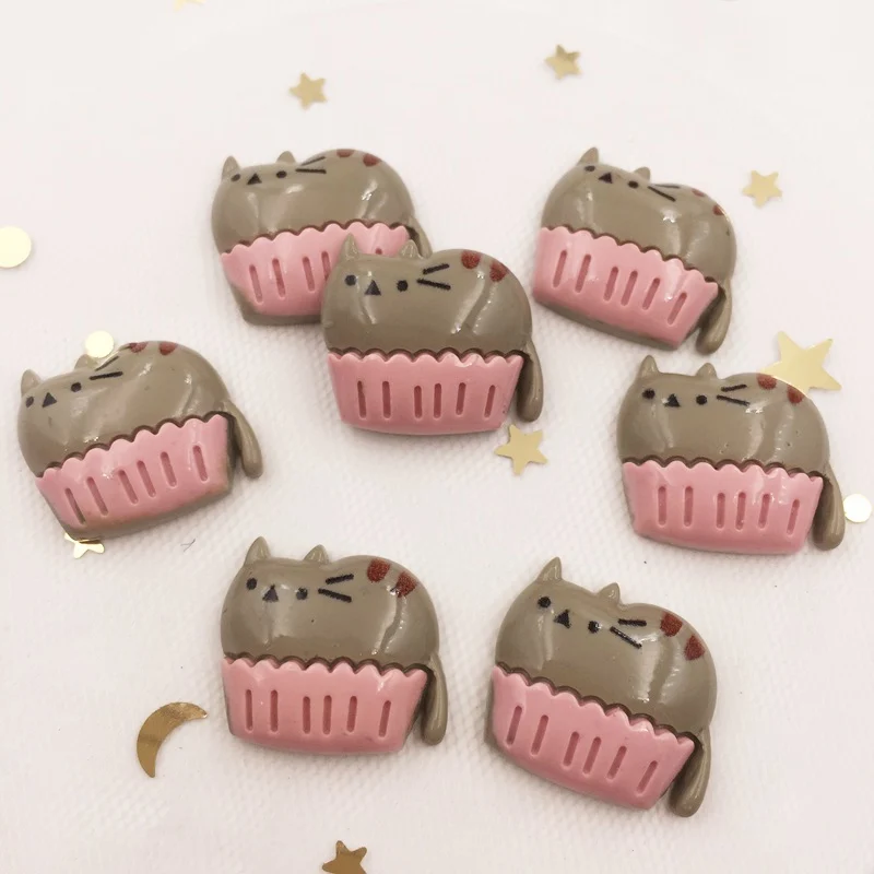 

Resin Kawaii 3D Colorful Cake cat Flat back Stone Home Decor Appliques 12 pcs DIY Wedding Scrapbook Crafts OF878