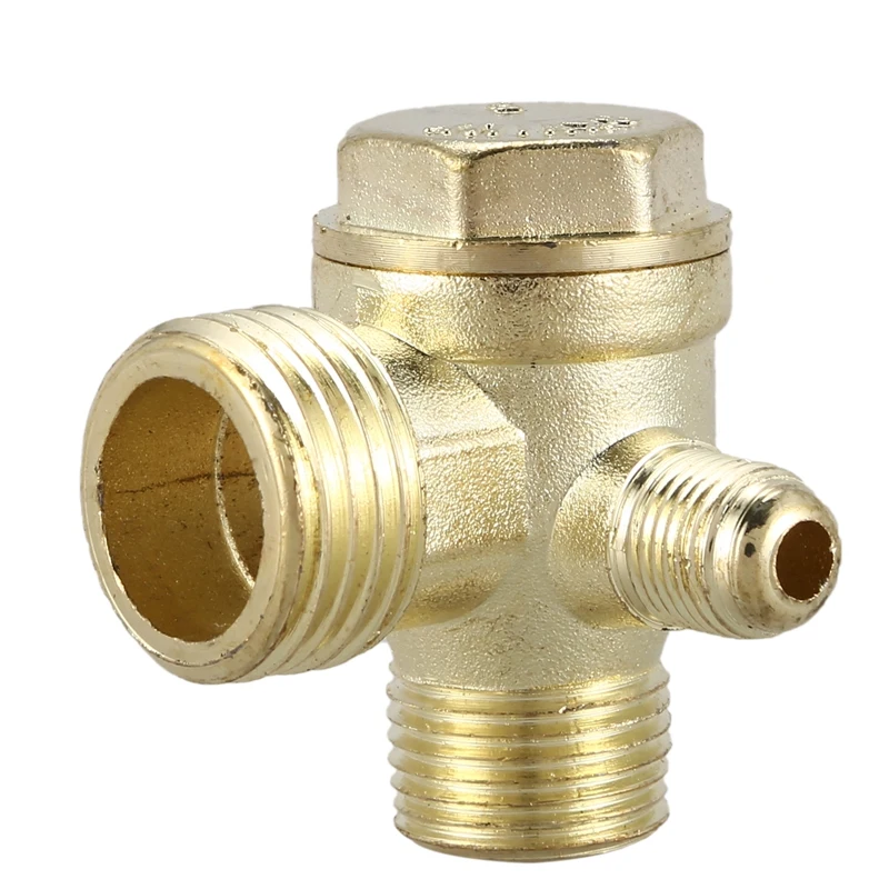 

Hot 2/5" 3/8"PT 1/2"PT Male Thread 3 Way Metal Air Compressor Check Valve Gold Tone