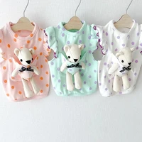 summer cute pet t shirt for small dog puppy breathable vest with pocket doll for french bulldog chihuahua cats shirts clothes