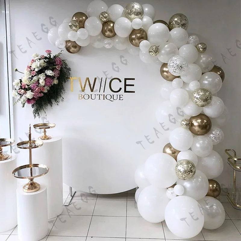 Пользовательские воздушные шары Белый Хром металлик Золотой латексный шар