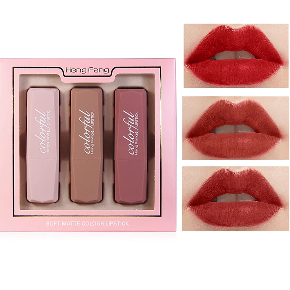 3 шт./компл. матовые губные помады в бежевом и красном цветах orange мягкий крем для