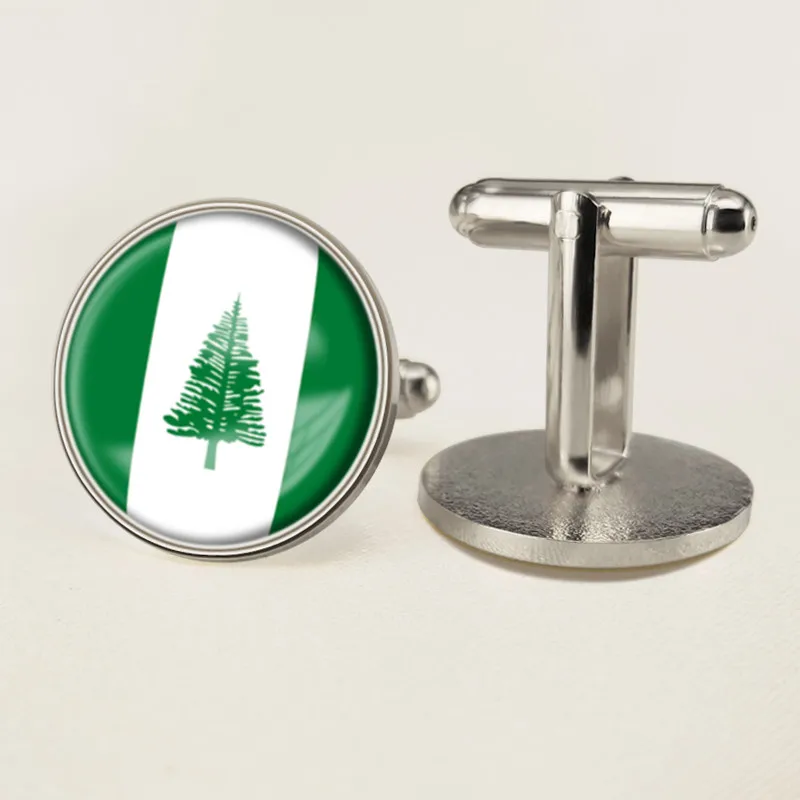 Запонки герб острова Норфолк с флагом и государственной эмблемой|Зажимы для