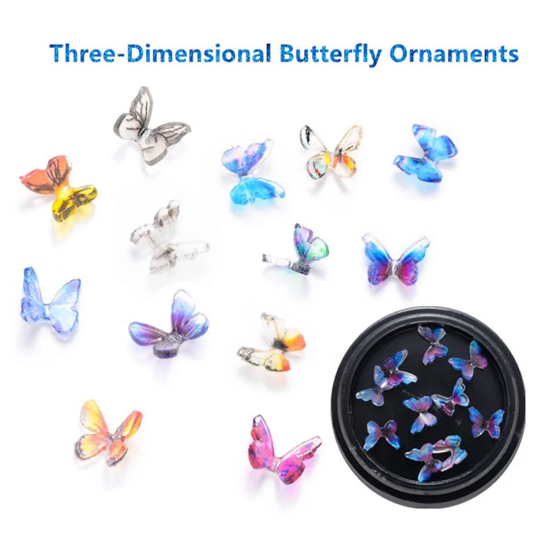 

10Pcs 3D Colorful Butterfly Charm Nail Art Rhinestones Decoration Pixie Ornaments DIY Manicure Clear Crystal Accessories Glitter