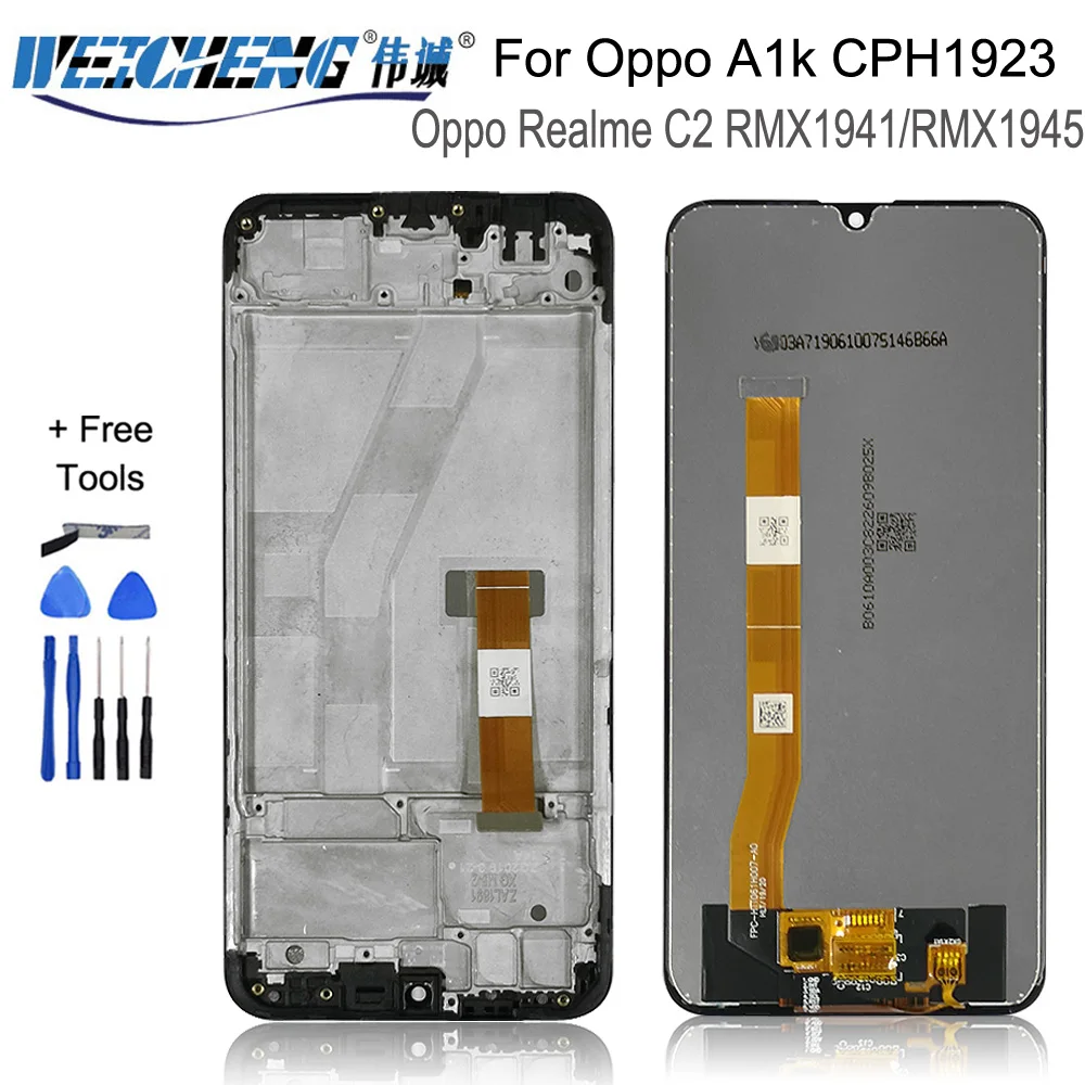 100% протестированный черный ЖК-дисплей для Oppo A1k CPH1923 / Realme C2 сенсорный экран с