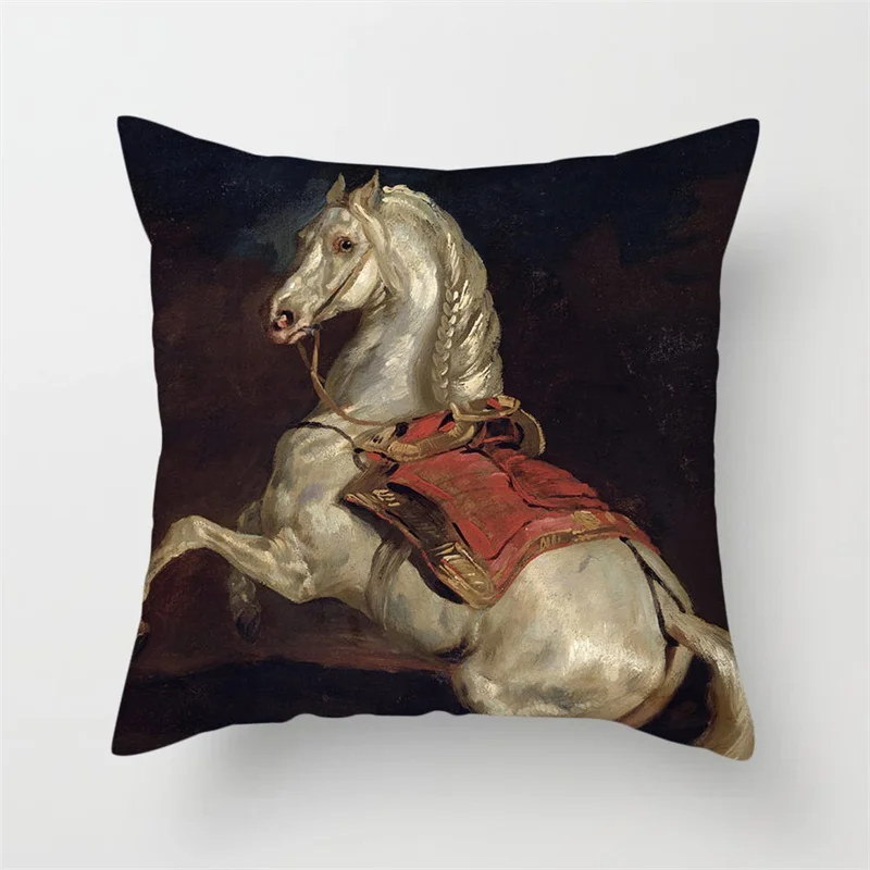 Fuwatacchi масляная живопись наволочка с животными для домашнего дивана Декор лошади