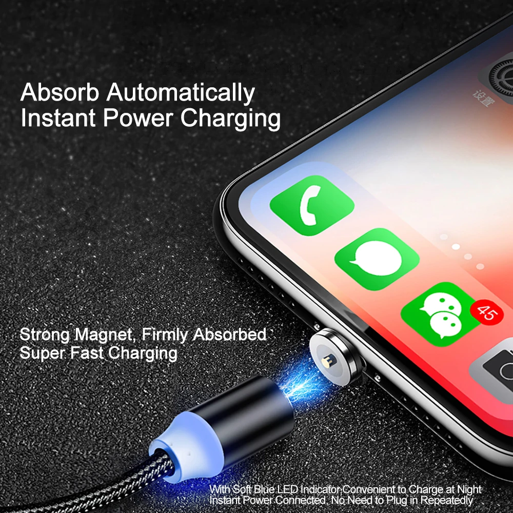 VOXLINK 1 м светодиодный магнитный USB кабель для iPhone Xs 6 и usb type C Micro нейлоновая оплетка