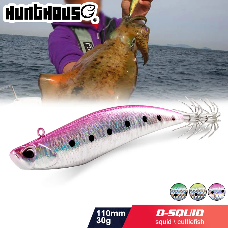 

Hunthouse D-squid jigging lure pencil LW522 110mm 30g sinking egi suqid leurre tip-run EGI hook fishing hard bait for turlutte