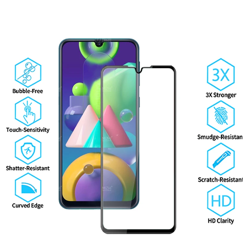 Защитное стекло 9D для экрана и объектива камеры samsung m21 sm-m215f | Мобильные телефоны