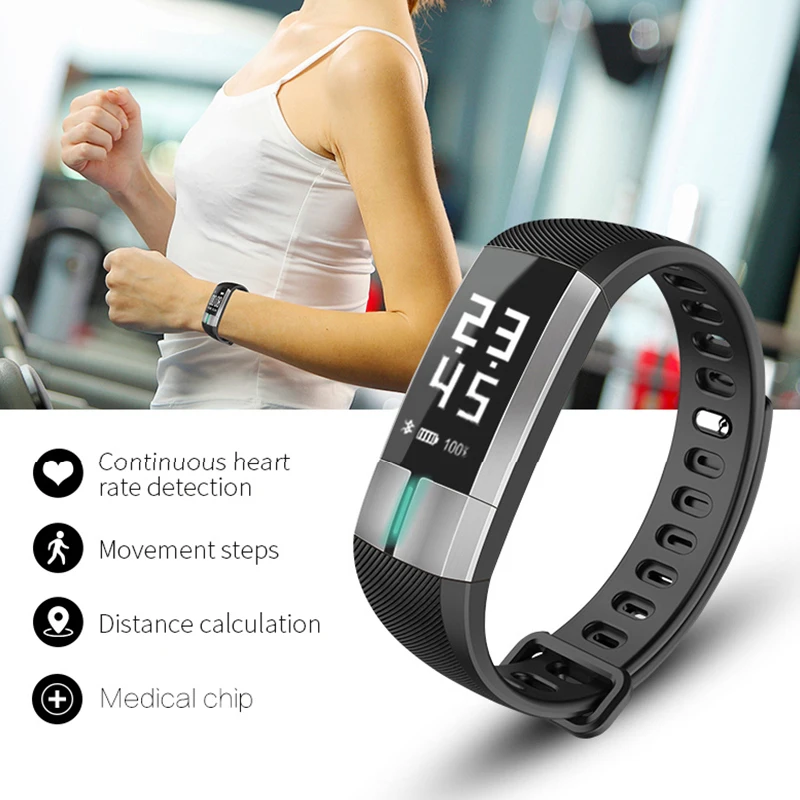 Смарт-браслет ECG с пульсометром спортивные часы водонепроницаемым OLED дисплеем ip67