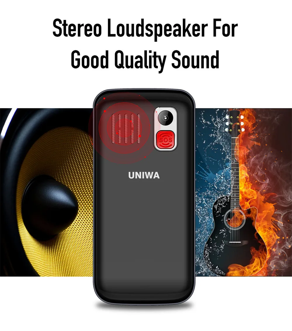 UNIWA V808G Mobile Phone Russian Keyboard 3G WCDMA Phone Strong Torch Senior Cellphone Elderly Big SOS Push-Button Phone Old Man