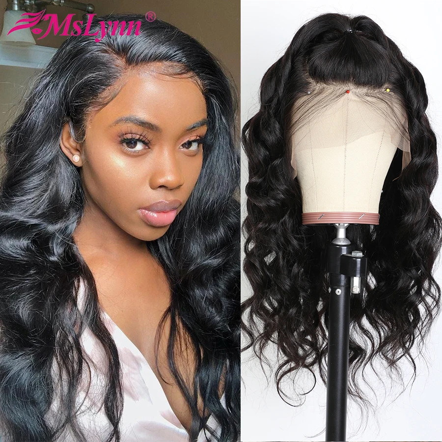 Объемная волна парик фронта шнурка бразильский человеческих волос для