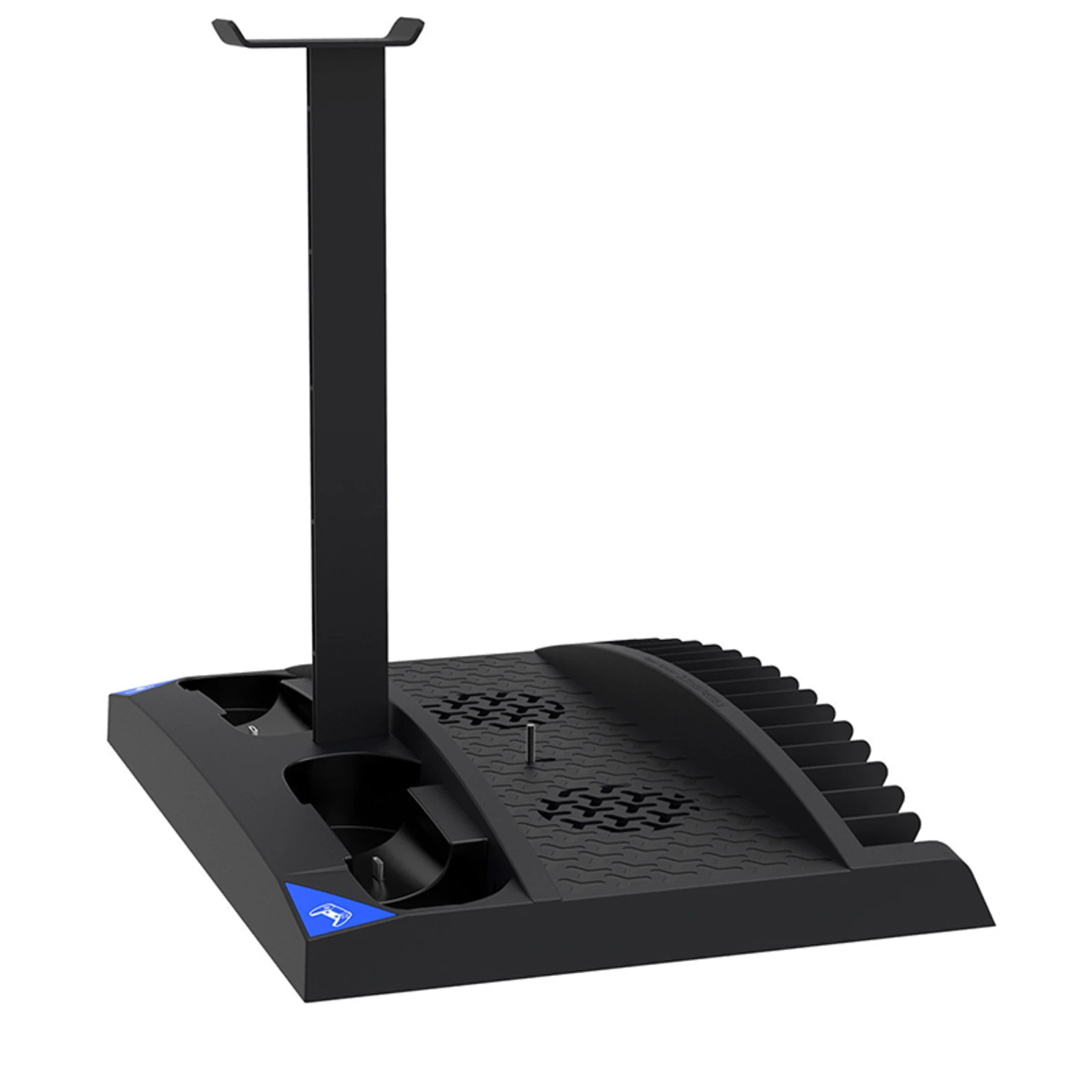 

Vertical Stand For PS5, Dual Controller & Console Charging Station Cooling Fans 17 Game Disc Slots Remote Control Headset Stand