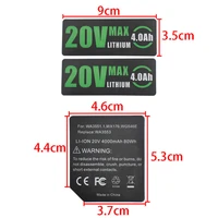 battery label 20v 4 0ah lithium battery stickers 10 pcs for wackers wa3596 wa3595