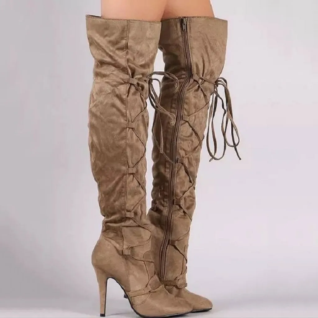 Женские зимние сапоги с острым носком плиссированные сохраняющие тепло флоковые