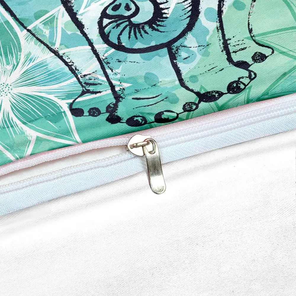 Elephant Duvet Cover Set Lotus flower Background Bedding Set Boho Quilt Cover Teen Kids Gift Bed Set Dropship Home Textiles