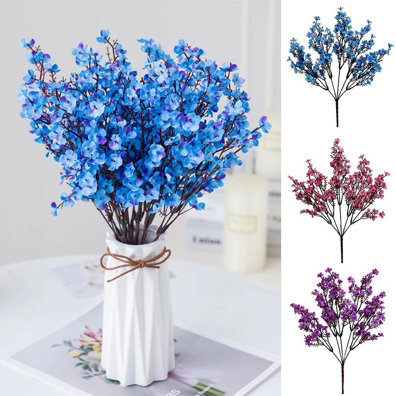 

1Pc 5 Forks Artificial Flowers Silk Gypsophila Fake Flants Bride Bouquet Wedding Home Decoration