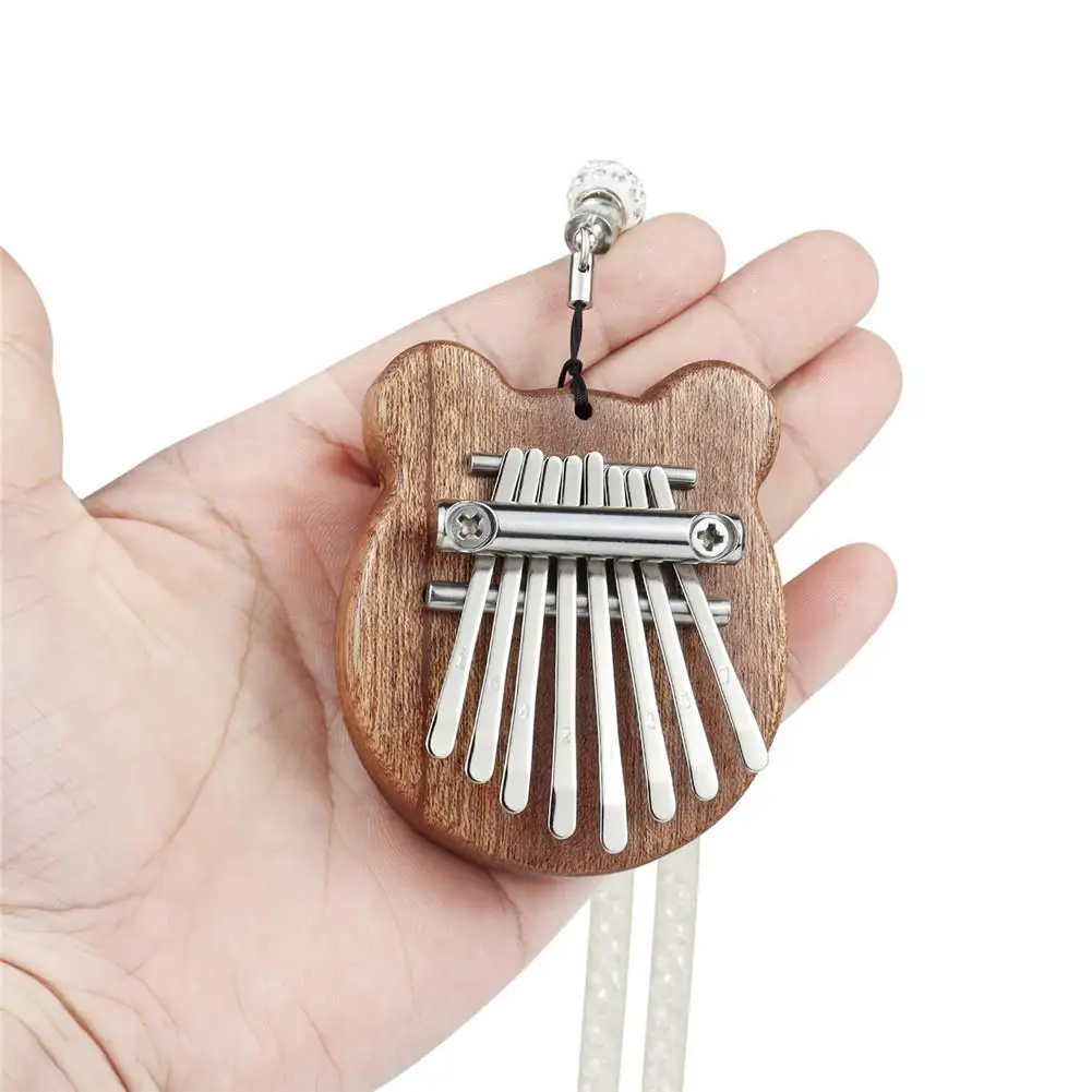 

Mini 8-tone Thumb Piano Mahogany Portable Bear-shape Kalimba With Lanyard