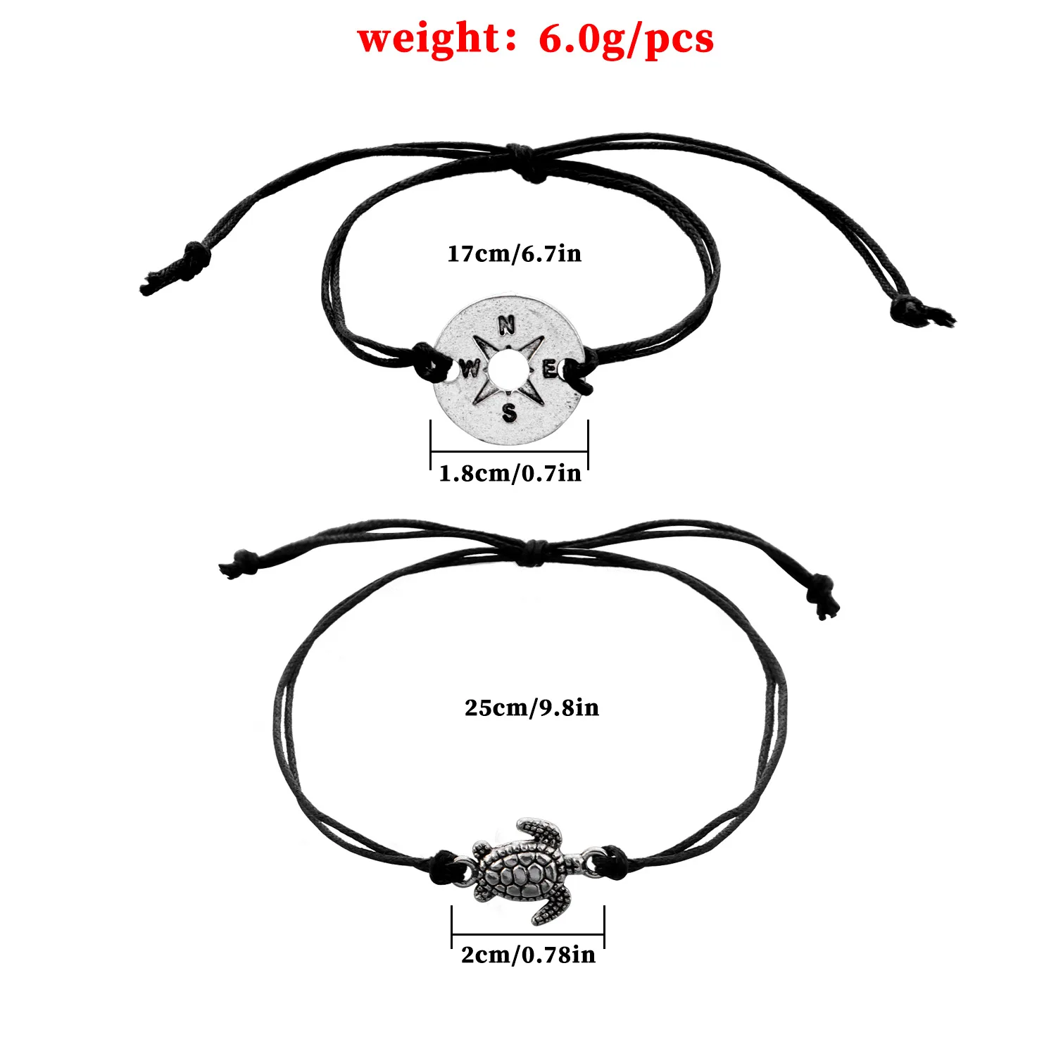 

Women's Metal Turtle Compass Disc Ankle Chain Personality Leather Rope Double Beach Footwear Anklets Wholesale Anklets for Women