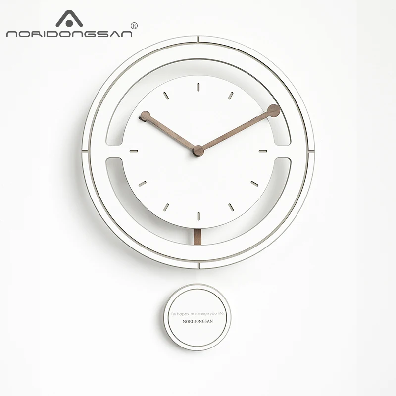 

White Wooden Wall Clock Modern Design Pendulum Nordic Wall Clocks Minimalist Decor Wallclock Reloj Cocina Home Decor BI50WC