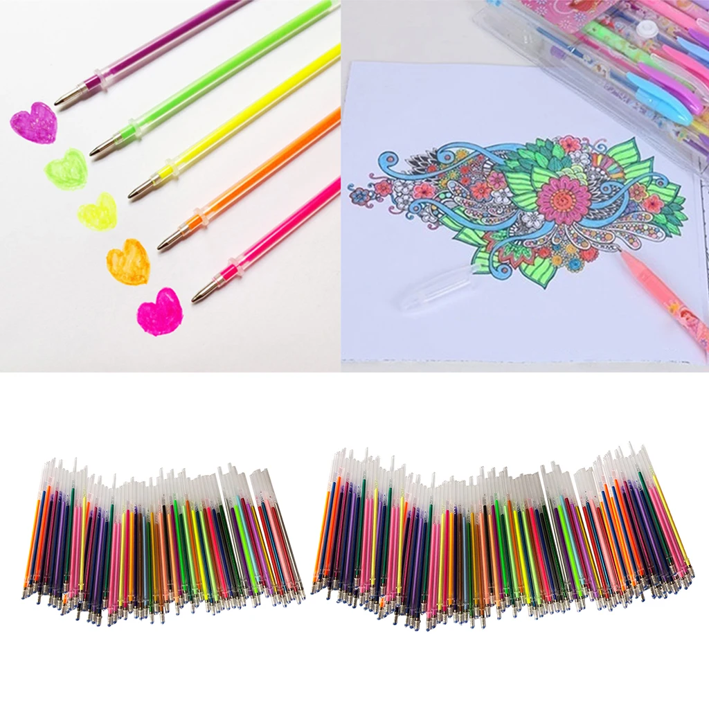 

60/100 Color Neon Gel Pen Refill For Coloring Drawing Craft Marker