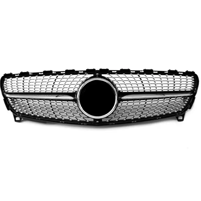 

Car Diamond Grille Fits For A Class W176 ABS Black/Silver Front Bumper Kidney Grill Grille Replacement Racing Grille