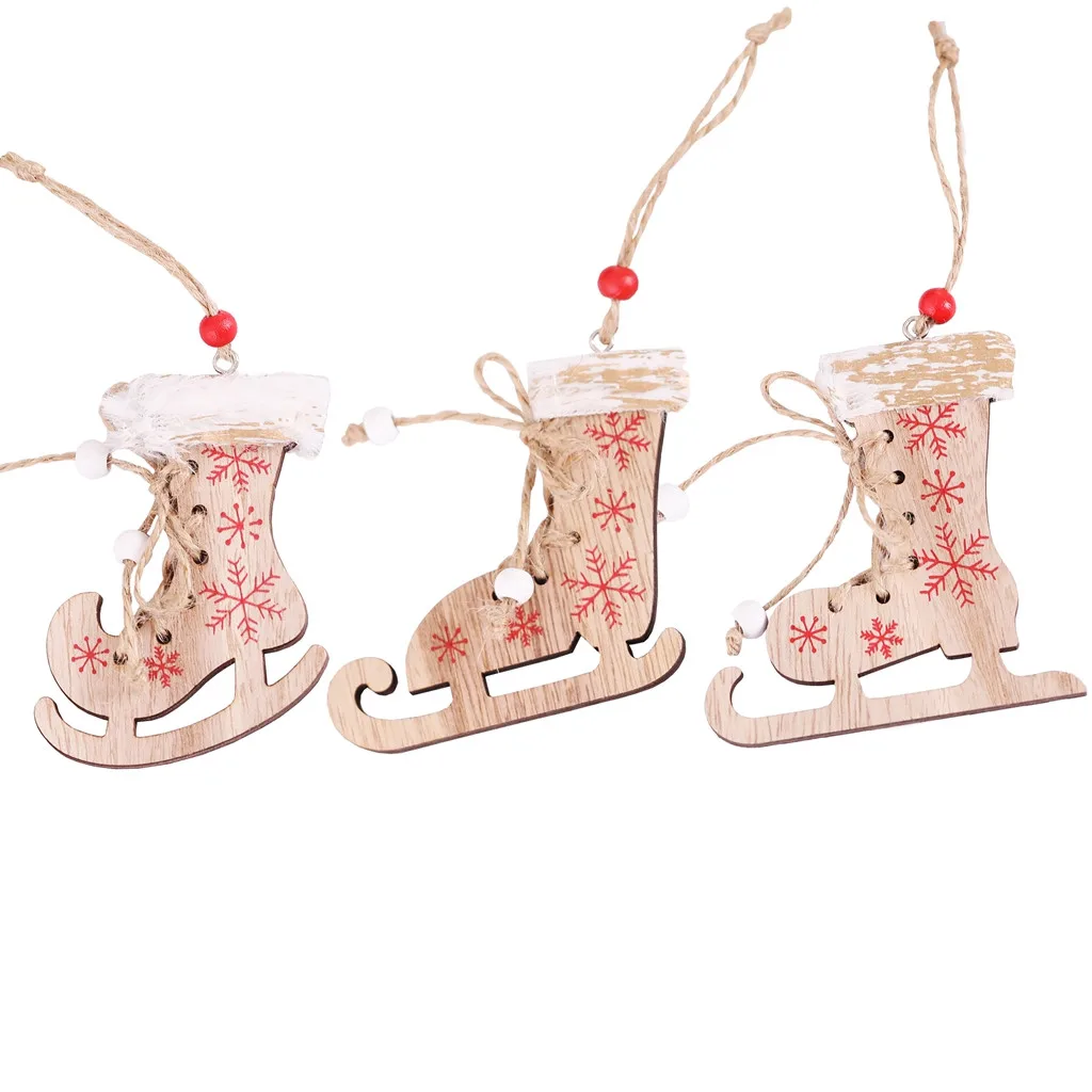 Рождественские украшения деревянные подвески орнамент с рождественской елкой DIY