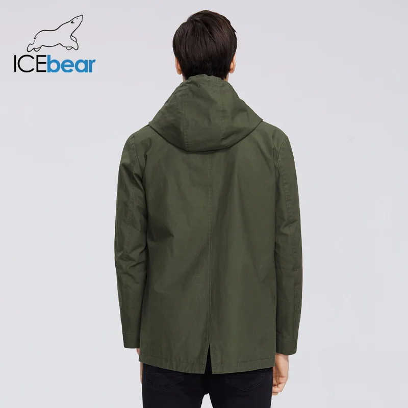 Мужская короткая ветровка с капюшоном ICEbear Стильный тренчкот весна 2020|Плащи и