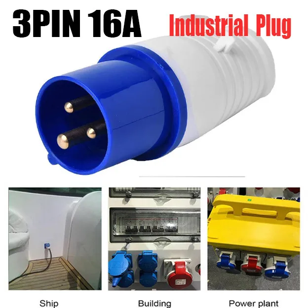 

IP44 Socket Industrial Plug Waterproof Weatherproof 16A 220-250V 3 Cores