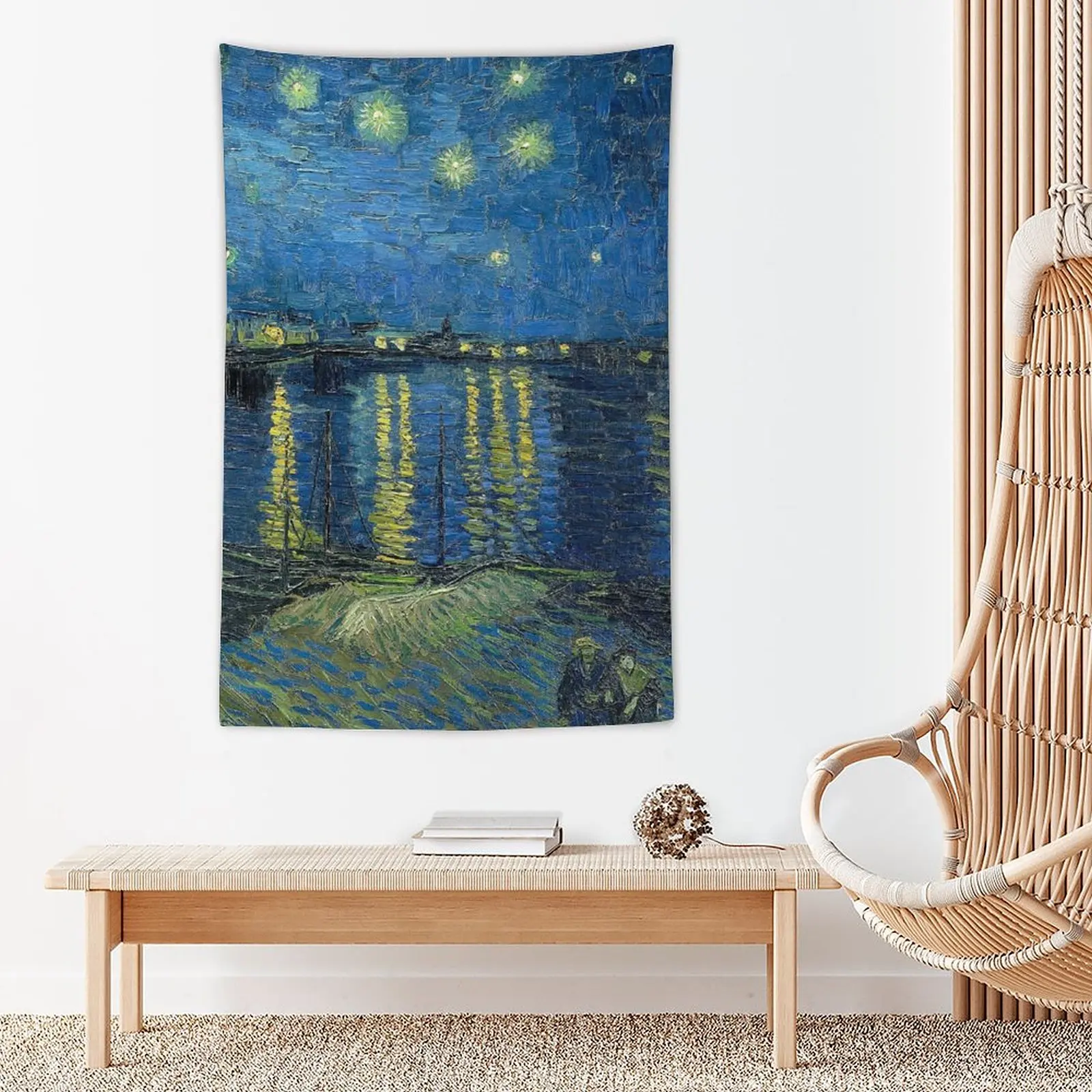 

Vincent Van Gogh Starry Night Over The Rhne Aesthetic Home Decor Mural Blanket