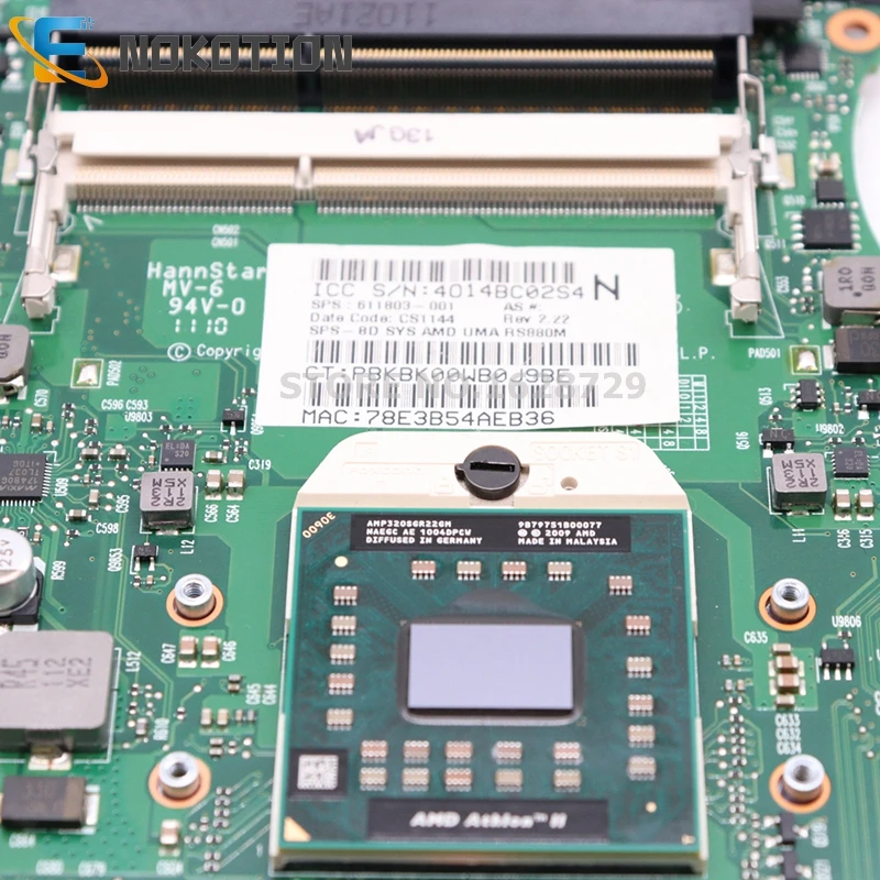 NOKOTION 611803-001 для hp COMPAQ CQ325 325 425 625 материнская плата для ноутбука HD4200 графика DDR3 Бесплатный процессор
