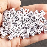 special symbol white black acrylic beads cube loose spacer beads for charm jewelry making handmade diy bracelet necklace
