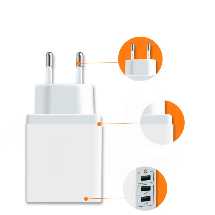 30 Вт с 3 портами (стандарт QC3.0 телефон зарядное устройство USB портативная
