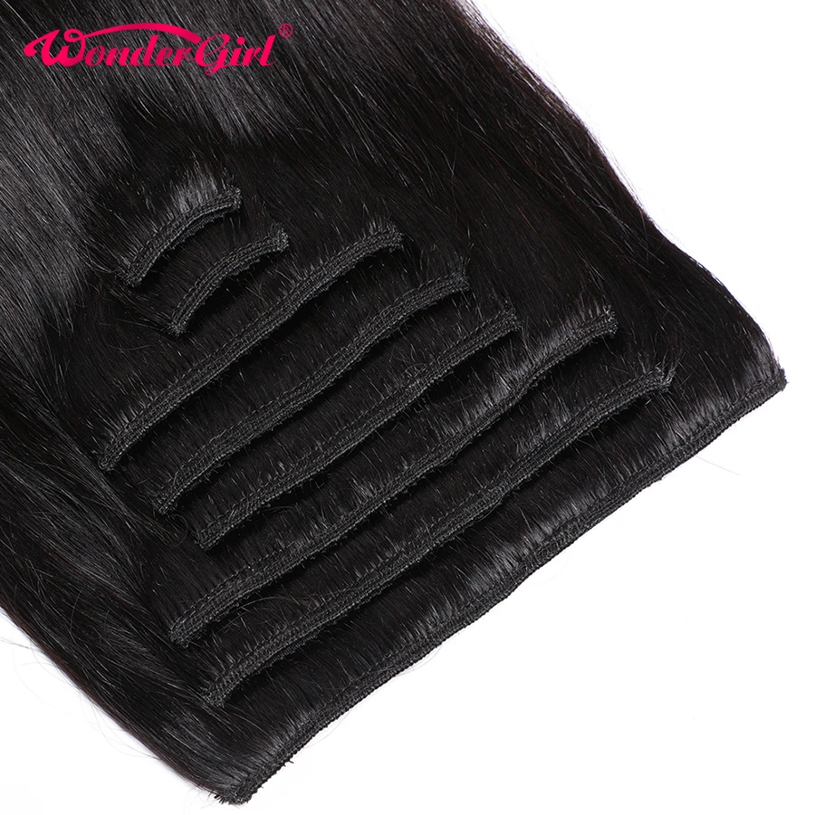 

Hair Clips In Human Hair Extensions Straight Hair Bundles 10-26 Inch Remy Brazilian 8Pcs/Lot Full Head Hair Wonder girl