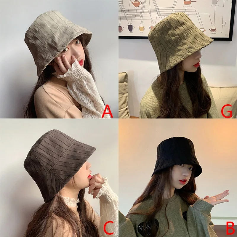 

Women Fashion Fisherman Hat Double-sided Striped Bucket Hat Female Wild Casual Student Hot Selling Spring Autumn Hot