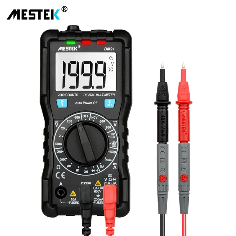 DM91 MESTEK DM91A мини-мультиметр, цифровой мультиметр, 9999 отсчетов, Автоматический диапазон напряжения, амперметр, метр, мультиметр, мультитестер - Цвет: DM91
