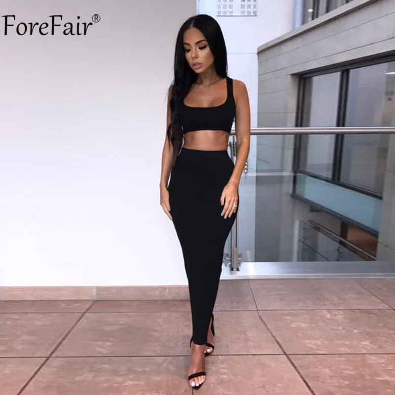 ForeFair, комплект из двух предметов, женское летнее вечернее платье на бретелях, неоновое, без рукавов, миди, сексуальное Клубное облегающее платье