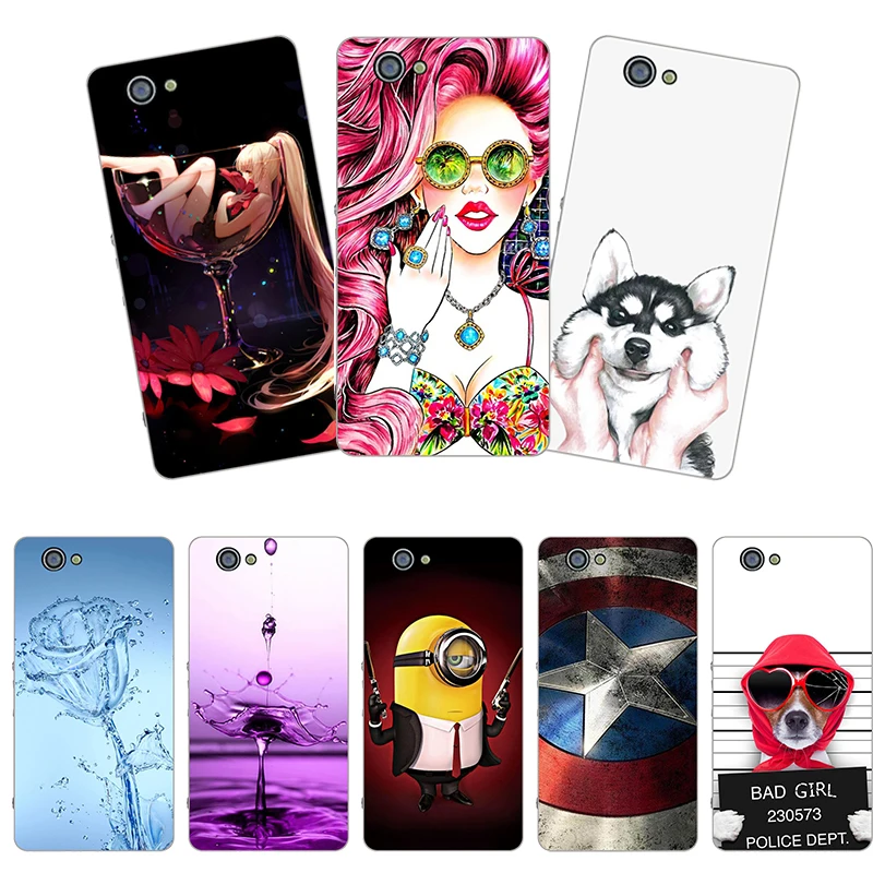 

Soft Silicone phone cover for Sony Xperia Z1 Mini M51W D5503 phone shell Colorful printing design Painted case shell Flower