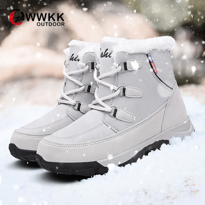 Женские непромокаемые ботинки WWKK зимние на платформе с толстым мехом теплые