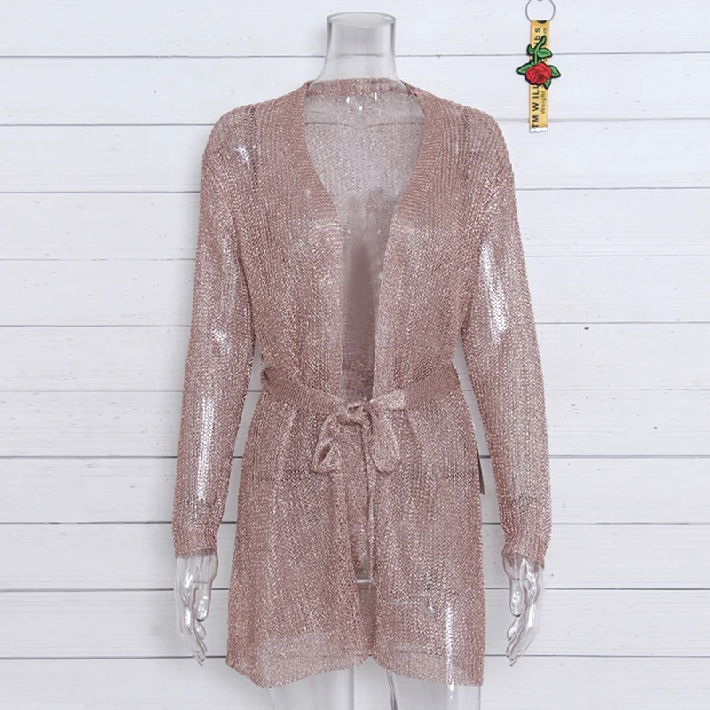 Кардиган Стиль галстуком-бабочкой платье с запахом и эффектом металлик розовый
