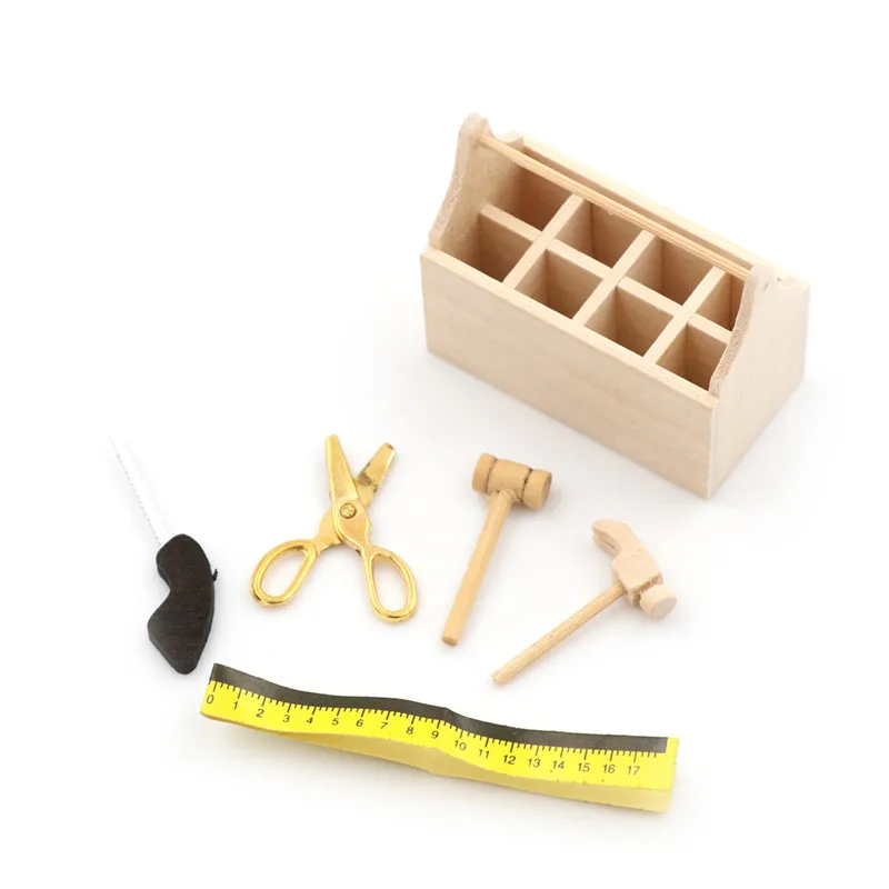 

Hot! 1/12 Dollhouse Miniature Repair Kits Decoration For Doll House Accessories Furniture Toys Wooden Toolbox With Tools Set