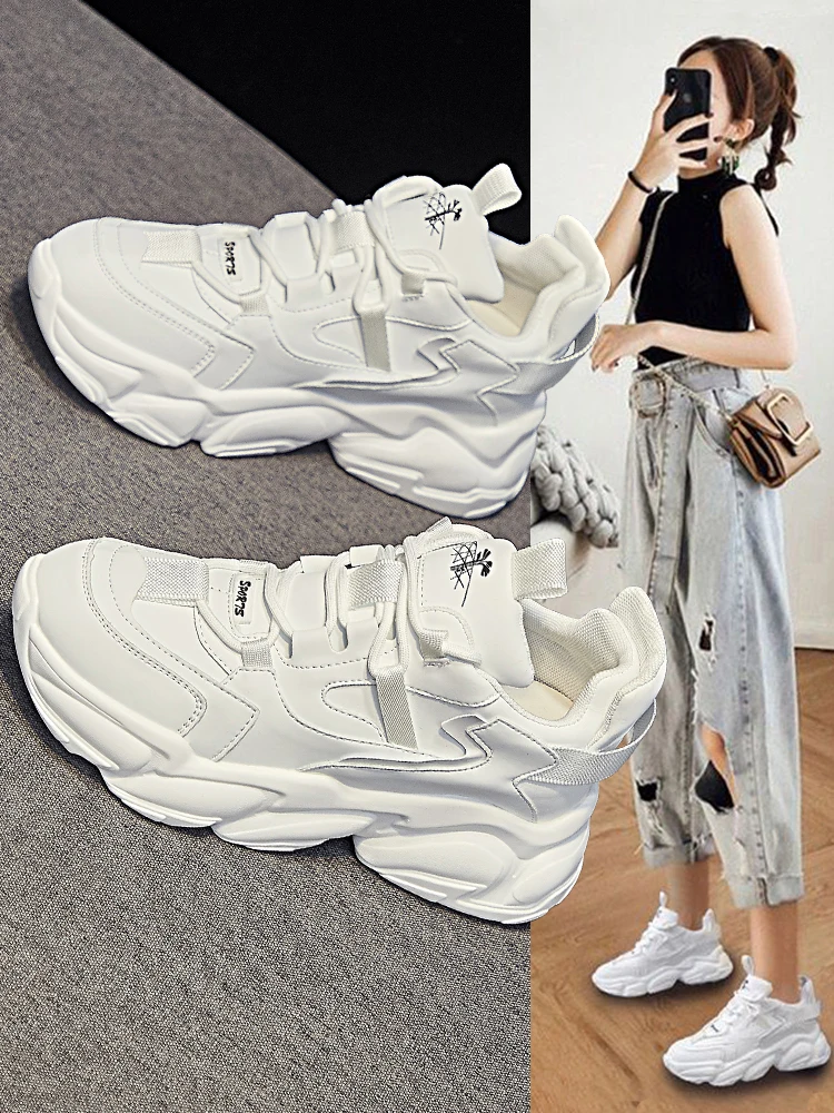 

Громоздкие кроссовки ins женская модная обувь осень и зима 2021 новая платформа популярный стиль досуг спорт флисовая Белая обувь
