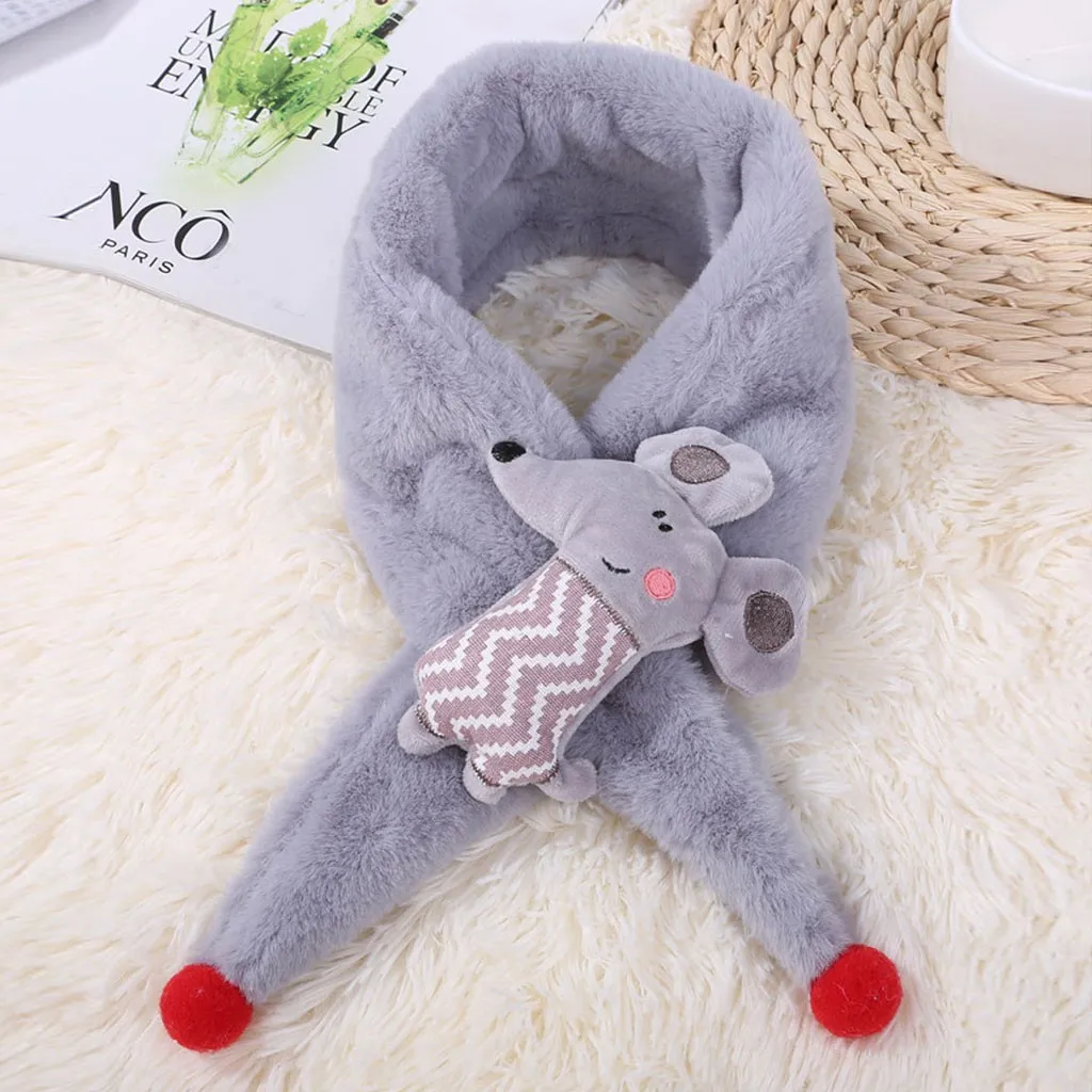 Шарфы с героями мультфильмов изображением животных маленькой мышки зимний