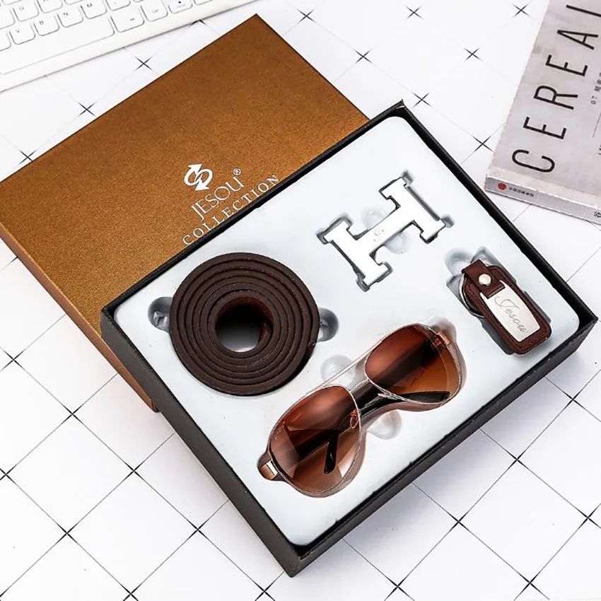 Рождественский подарок стальные часы 3 шт. подарочный набор очки брелок для