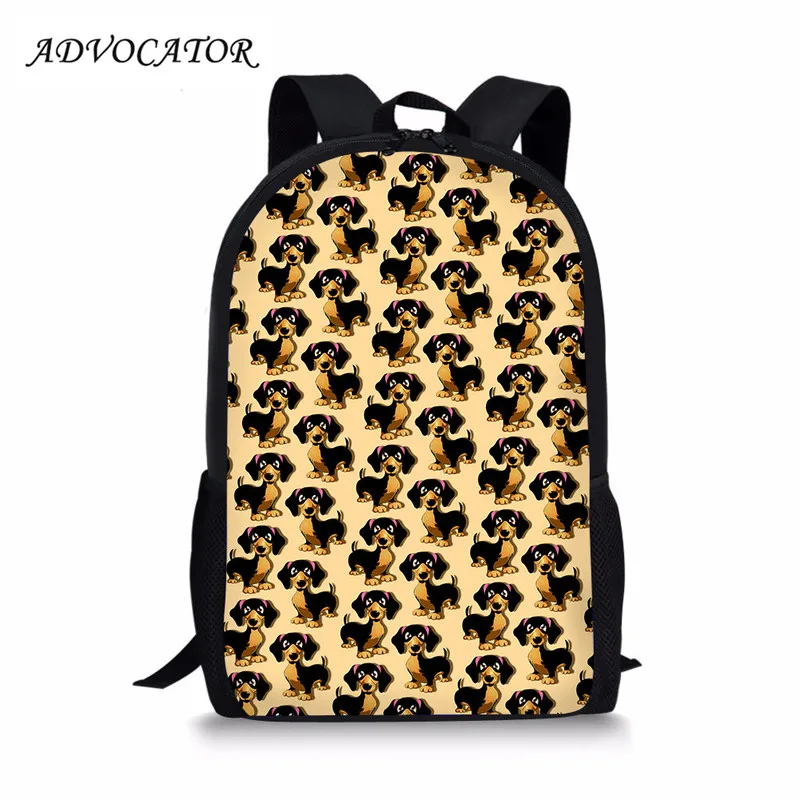 Teenagers School Bags Boys and Girls Cartoon Dachshund Printing School Backpack Daypack Rucksack Kids Mochilas Escolares Plecak