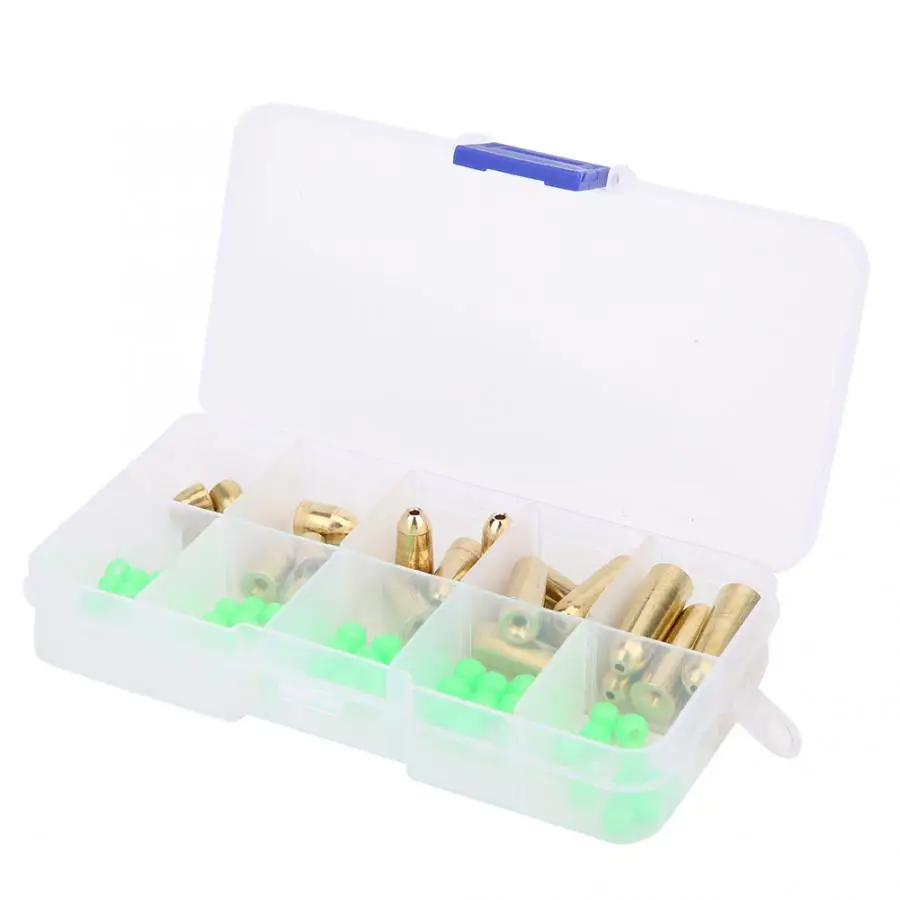 75 шт. рыболовные грузила набор 5 размеров латунные + размер пластиковые