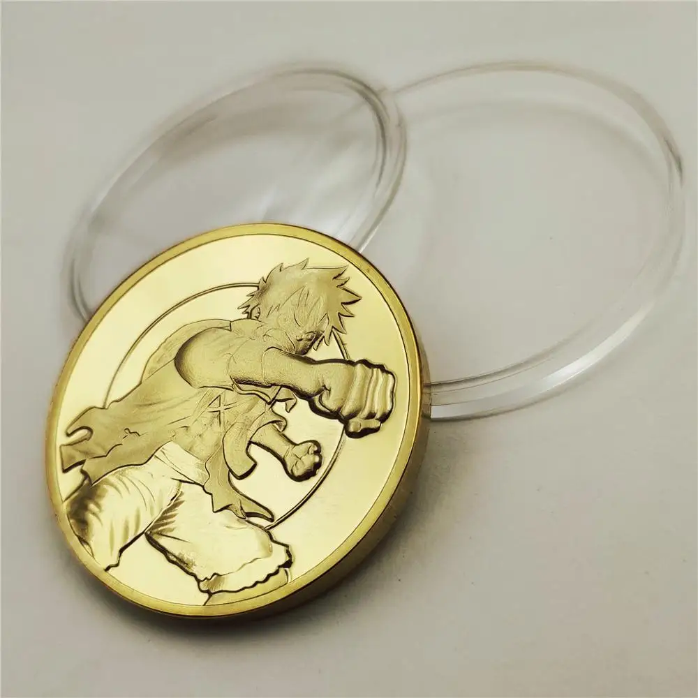 Одна штука Обезьяна D Луффи золотые коллекционные монеты японская Коллекция