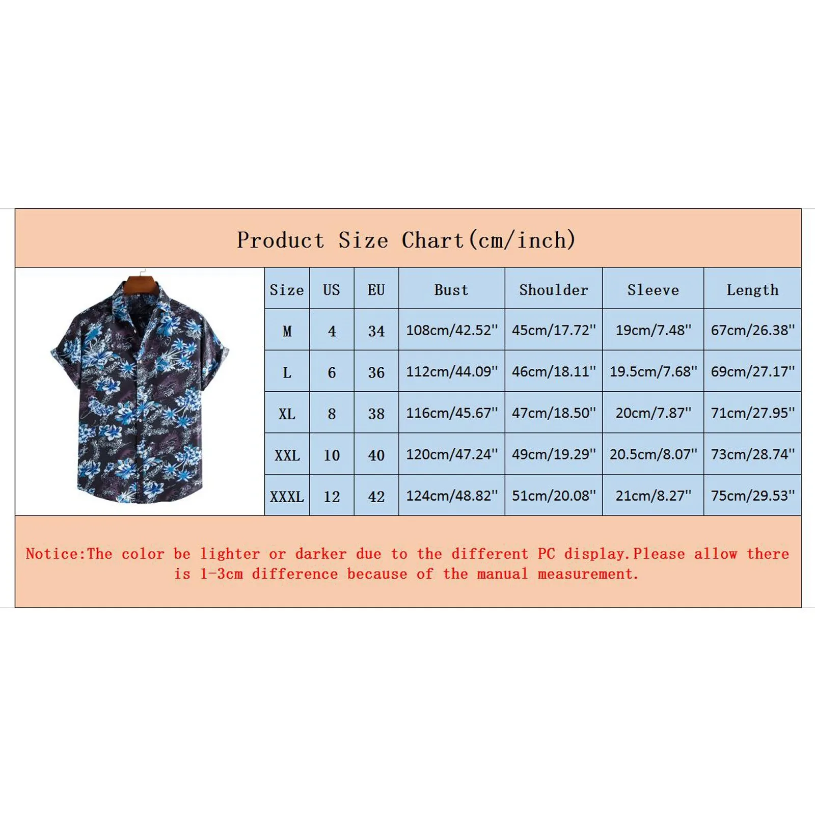 

men clothing Hawaii Printed Casual Plus Size Floral Short-Sleeved harajuku shirt Lapel button men's inch shirt ropa hombre