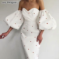women strapless dresses high waist printed lantern sleeves dress 2021 retro wrapped chest princess skirts hedging party bodycon