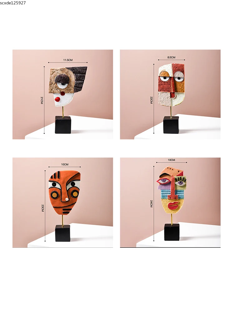 

Creative Abstract Human Face Resin Decoration Color Human Head Sculpture Crafts Living Room Office Decoration Home Decoration