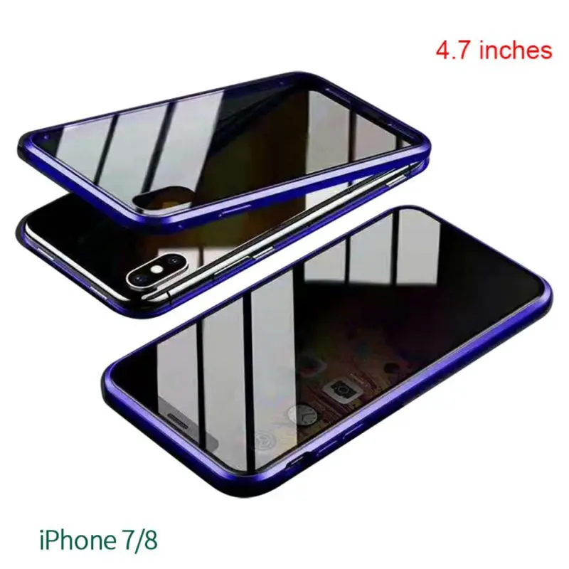 IP7 8 blue Оболочка всего тела Магнитный высокой четкости прозрачное закаленное стекло крышка бампер Чехол протектор экрана для lPhone 11 - Цвет: IP7 8 blue